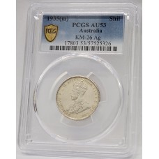 AUSTRALIA 1935 . ONE 1 SHILLING . PCGS AU53